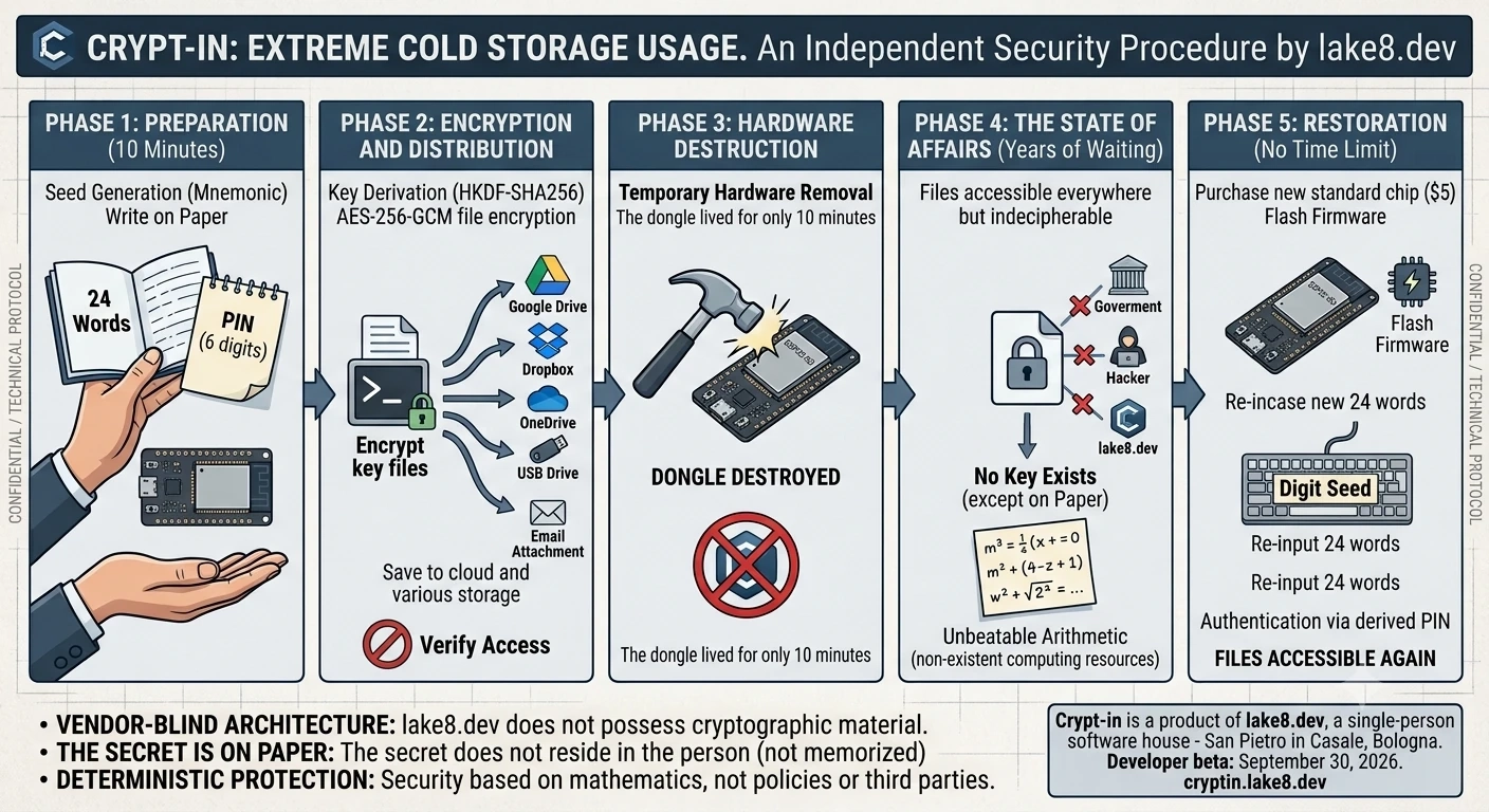 Destroy the dongle. Your files are on Google Drive. Nobody can open them.